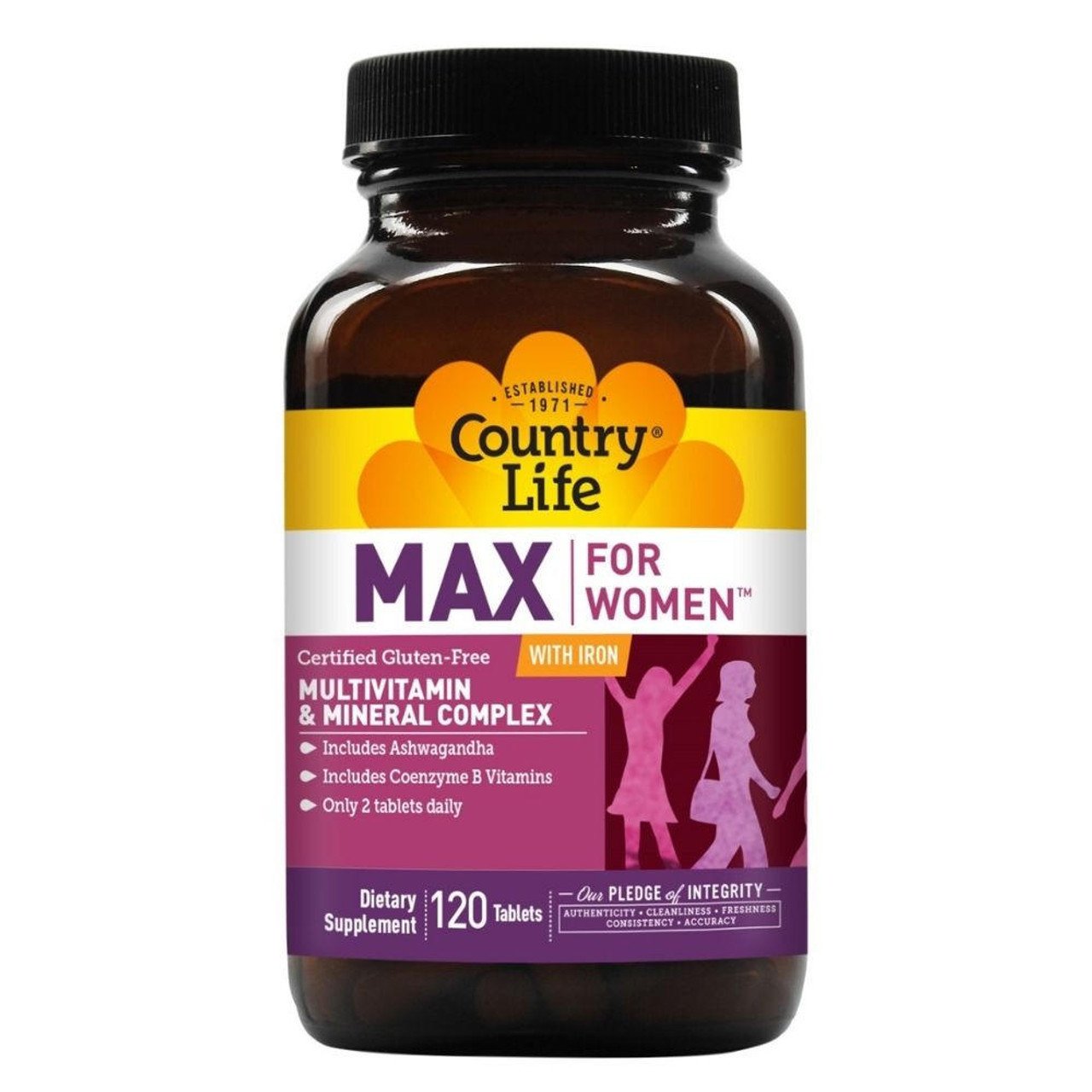 Country Life Max For Women Iron Free 120 Veg Caps - Image 2